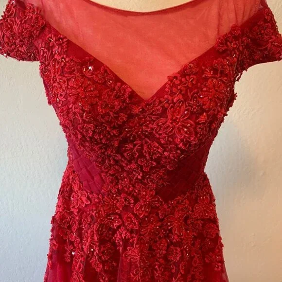 Red Handmade Dress size 0-4 - Picture 3 of 11